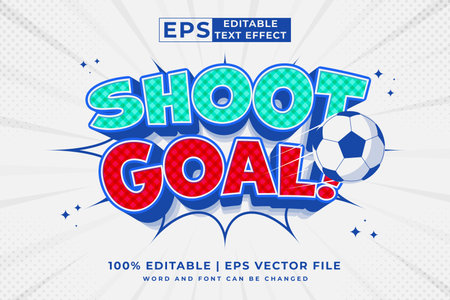 Editable text effect shoot goal 3d Cartoon Comic style premium vectorのイラスト素材