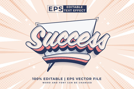 Editable text effect success 3d Cartoon Comic style premium vectorのイラスト素材