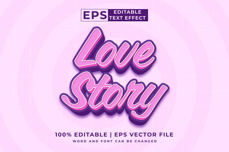 Editable text effect - Love Story 3d template style premium vectorのイラスト素材