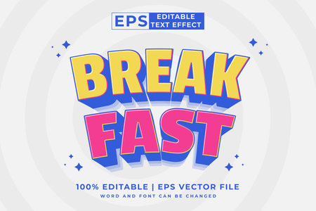 Editable text effect - Breakfast 3d Cartoon Cute template style premium vectorのイラスト素材
