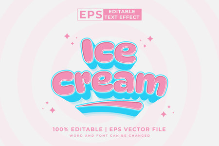 Editable text effect - Ice Cream 3d Cartoon Cute template style premium vectorのイラスト素材