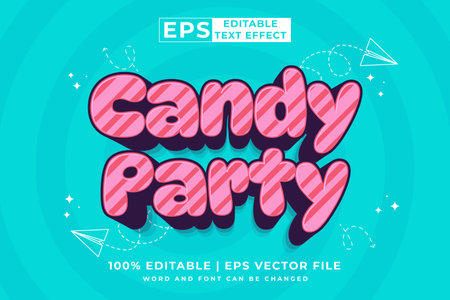 Editable text effect - Candy party 3d Cartoon Cute template style premium vectorのイラスト素材