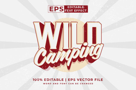Editable text effect - Wild Camping Vintage template style premium vectorのイラスト素材