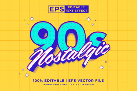 Editable text effect - 90s Nostalgic 3d Cartoon template style premium vectorのイラスト素材