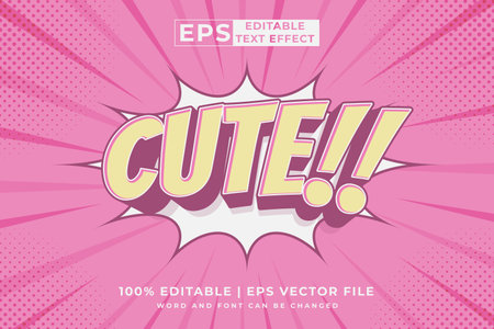Editable text effect Cute Comic 3d cartoon template style premium vectorのイラスト素材