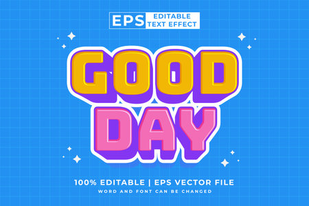 Editable text effect Good Day 3d cartoon style premium vectorのイラスト素材