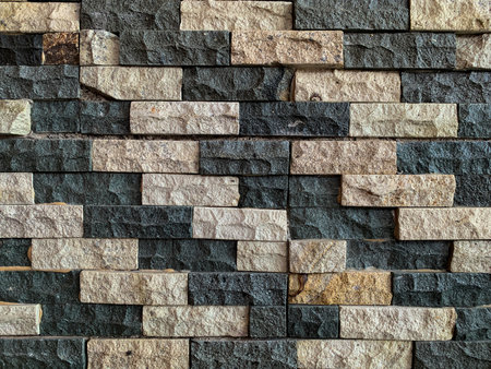 pattern of decorative slate stone wall surface for background and design art workの写真素材