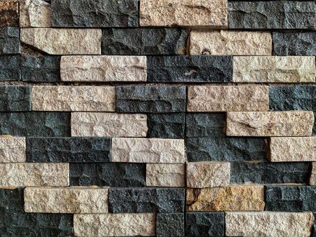 Stone wall texture or background. Stone wall texture for interior exterior decoration and industrial construction concept design.の写真素材
