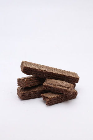 Crispy rye bread on a white background.の写真素材
