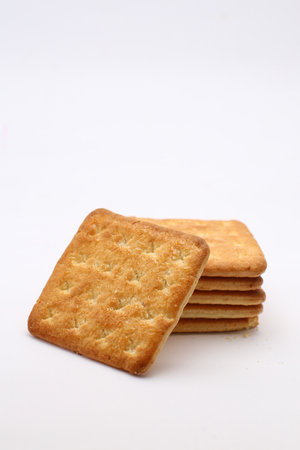 Biscuits isolated on a white background with space for text.の写真素材