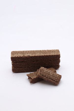 Chocolate wafers on white background. Chocolate wafersの写真素材