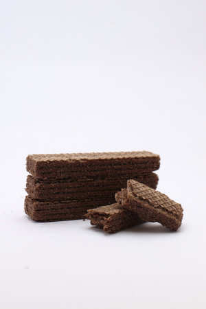 Chocolate wafers on white background. Chocolate wafersの写真素材