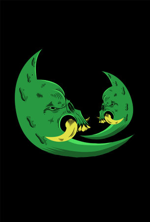 Monster skull & moon vector illustrationのイラスト素材