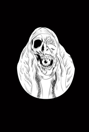 skull with valak hand drawing vectorのイラスト素材