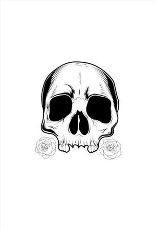 Skull with flower rose vector illustrationのイラスト素材