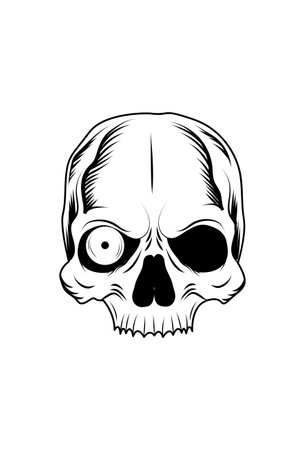 Skull with one eyes vector illustrationのイラスト素材