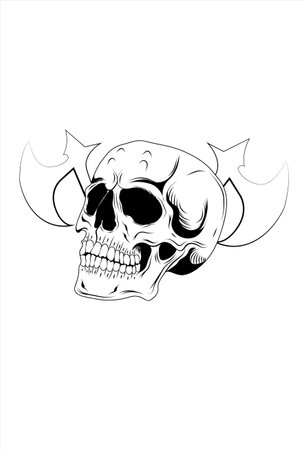 Skull and ax vector illustrationのイラスト素材