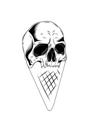 Skull with ice cream vector illustrationのイラスト素材