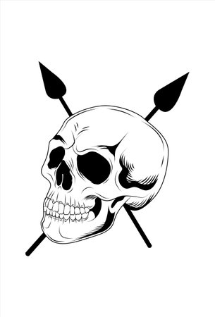 Skull and spear vector illustrationのイラスト素材