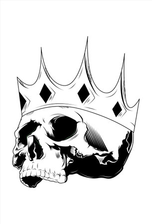 Skull with crown vector illustrationのイラスト素材