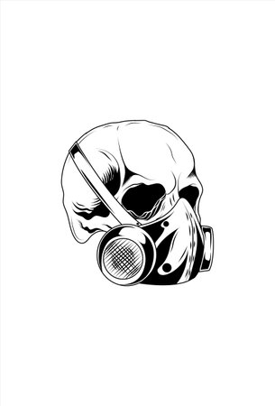 Skull with mask vector illustrationのイラスト素材