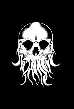 Skull and octopus vector illustrationのイラスト素材