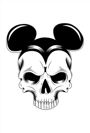 Skull with micky mouse vector illustrationのイラスト素材