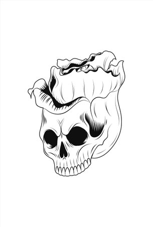 Skull with rose vector illustrationのイラスト素材