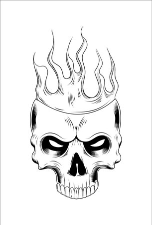 Skull with flame vector illustrationのイラスト素材