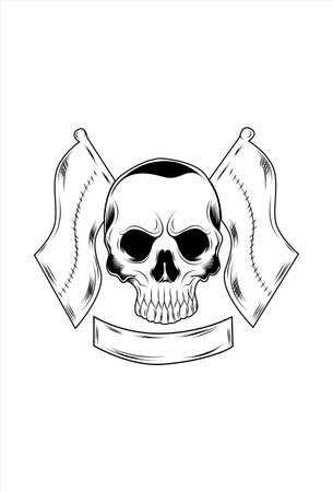 Skull with flag vector illustrationのイラスト素材