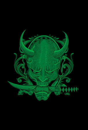 Demon with ornament artwork illustrationのイラスト素材