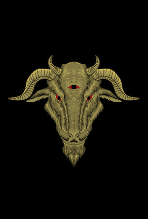 Goat with three eyes artwork illustrationのイラスト素材