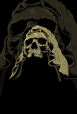 Skull with cloak vector illustrationのイラスト素材