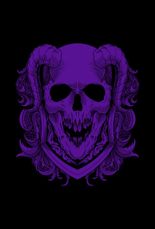 Skull with ornament artwork illustrationのイラスト素材