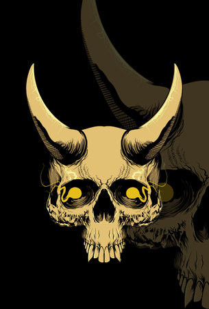 Skull with horn vector illustrationのイラスト素材