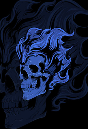 Skull with hair vector illustrationのイラスト素材