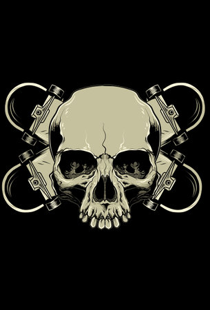 Skull with skateboard vector illustrationのイラスト素材