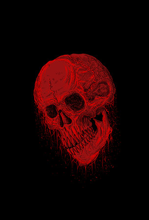 Bloody skull head artwork illustrationのイラスト素材