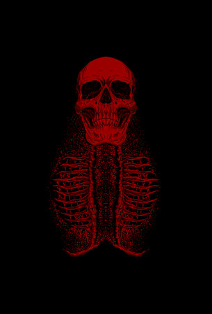Head human skull with ornament artwork illustrationのイラスト素材