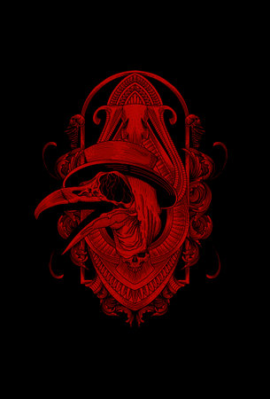 Doctor plague and blood with skull artwork illustrationのイラスト素材
