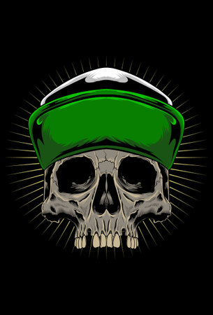 Skull with hat vector illustrationのイラスト素材