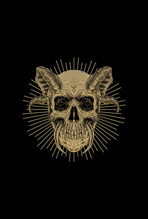 Skull with horn and light illustration