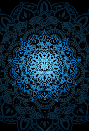 Mandala with color blue light artwork illustrationの写真素材