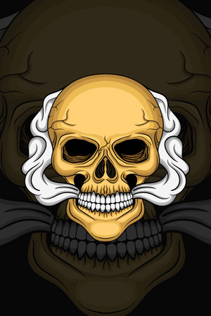 Skull with smoke vector illustrationのイラスト素材