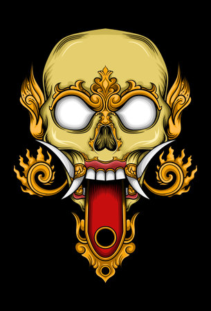 Skull balines barong vector illustrationのイラスト素材
