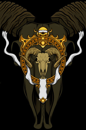 Ornament with cloth and skull goat vector illustrationのイラスト素材