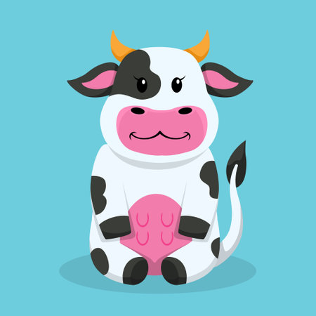 Cute Cow Character Design Illustrationのイラスト素材