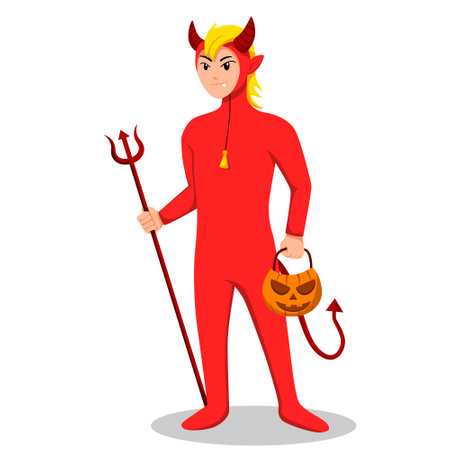 Halloween Devil Costume Design Flat Illustrationのイラスト素材