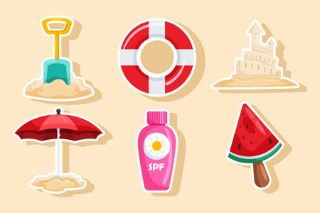 Set Collection of Summer Stickerのイラスト素材