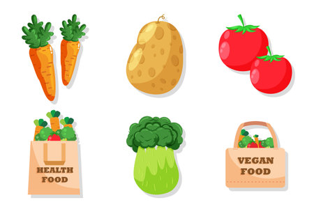 Set Collection of Vegetable Elementのイラスト素材